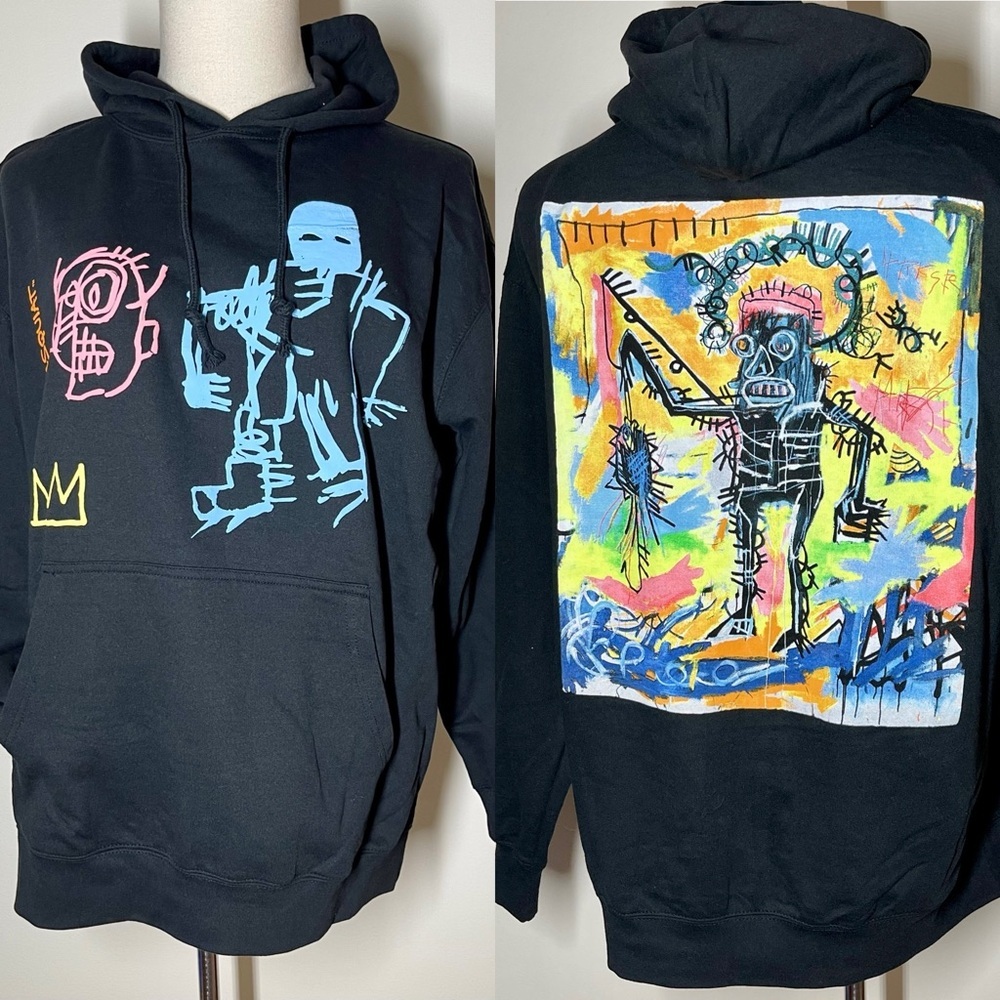 Jean Michel Basquiat | Hoodie Art Graphic Sweatshirt | Puffy Paint | XL